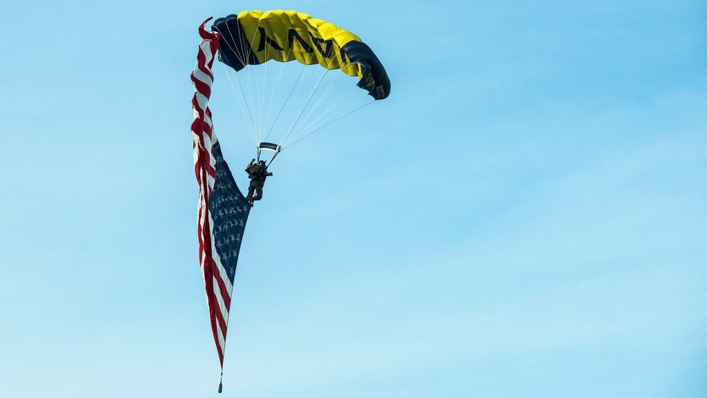 Sports Photography, U.S. Navy Leapfrogs, parachute team at Army Navy Football game at Lincoln, Financial Field in Philadelphia, Pennsylvania